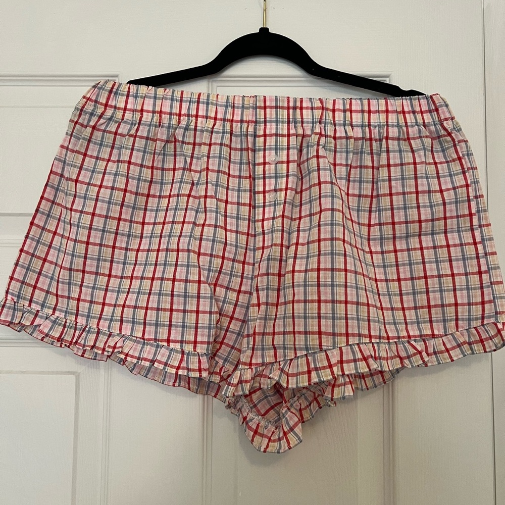 Plaid Ruffle Boxer Shorts